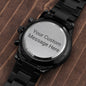 Mens Engraved Black Chronograph Watch