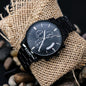 Mens Engraved Black Chronograph Watch