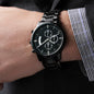 Mens Engraved Black Chronograph Watch