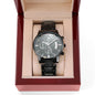 Mens Engraved Black Chronograph Watch