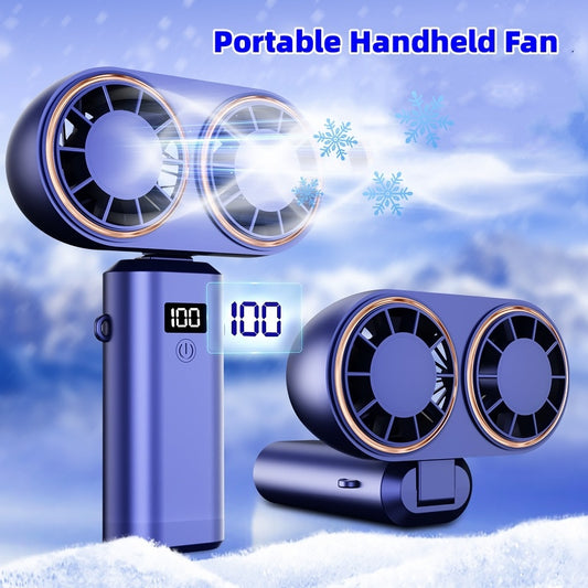 Handheld Mini Foldable Neck Dual Fan