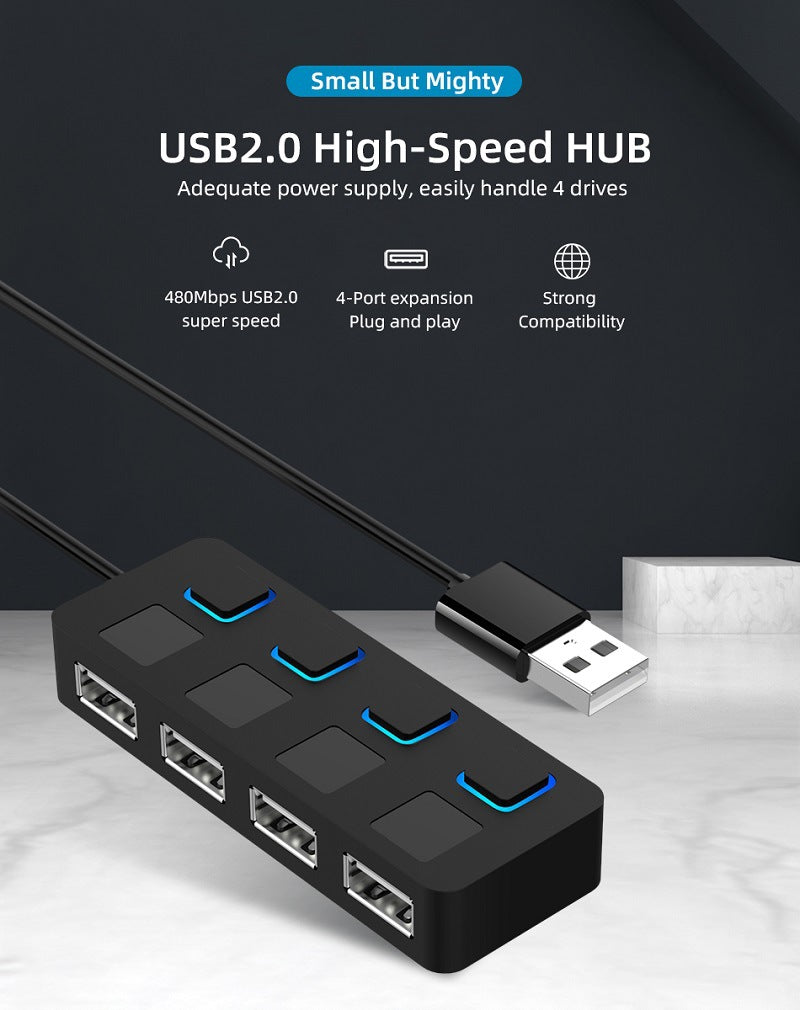 USB 2.0 HUB Multi Splitter 4 Expander Power Adapter