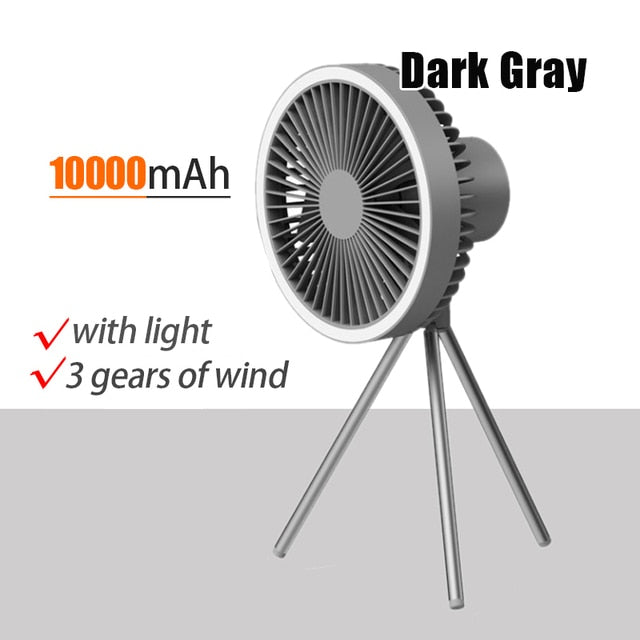 Portable Quiet Camping Fan with Stand LED Light