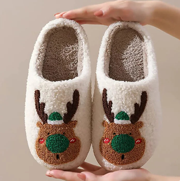 Cozy Christmas Reindeer Slippers