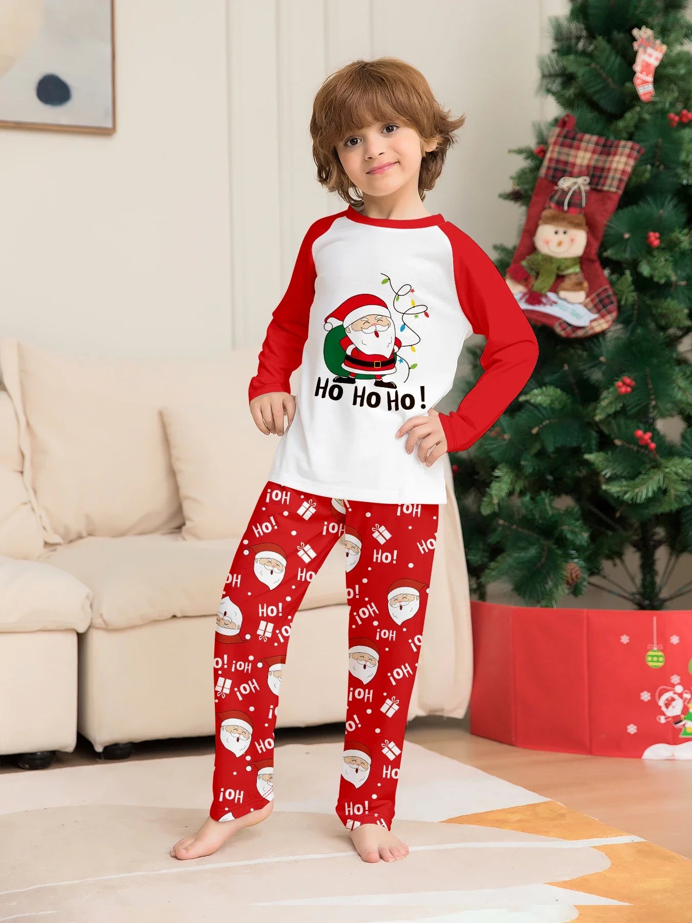 Christmas Family Pajamas - Santa Claus/Ho Ho Ho Print