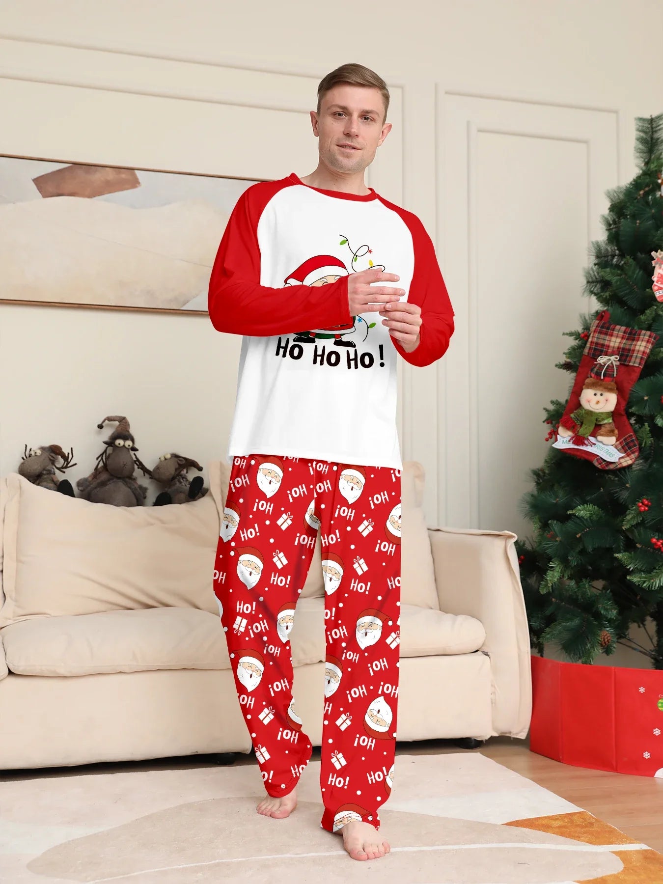 Christmas Family Pajamas - Santa Claus/Ho Ho Ho Print