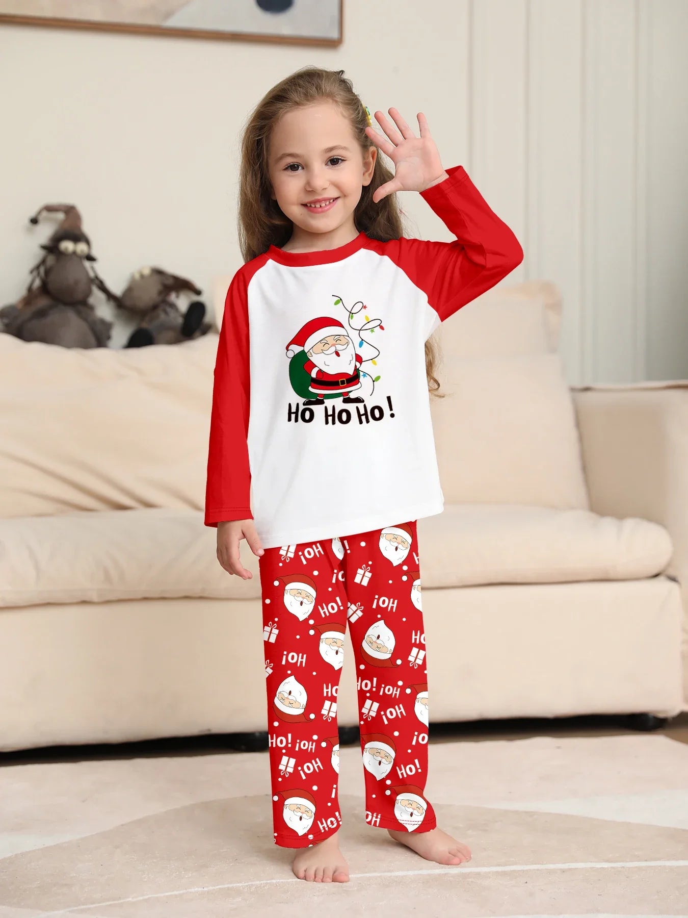 Christmas Family Pajamas - Santa Claus/Ho Ho Ho Print