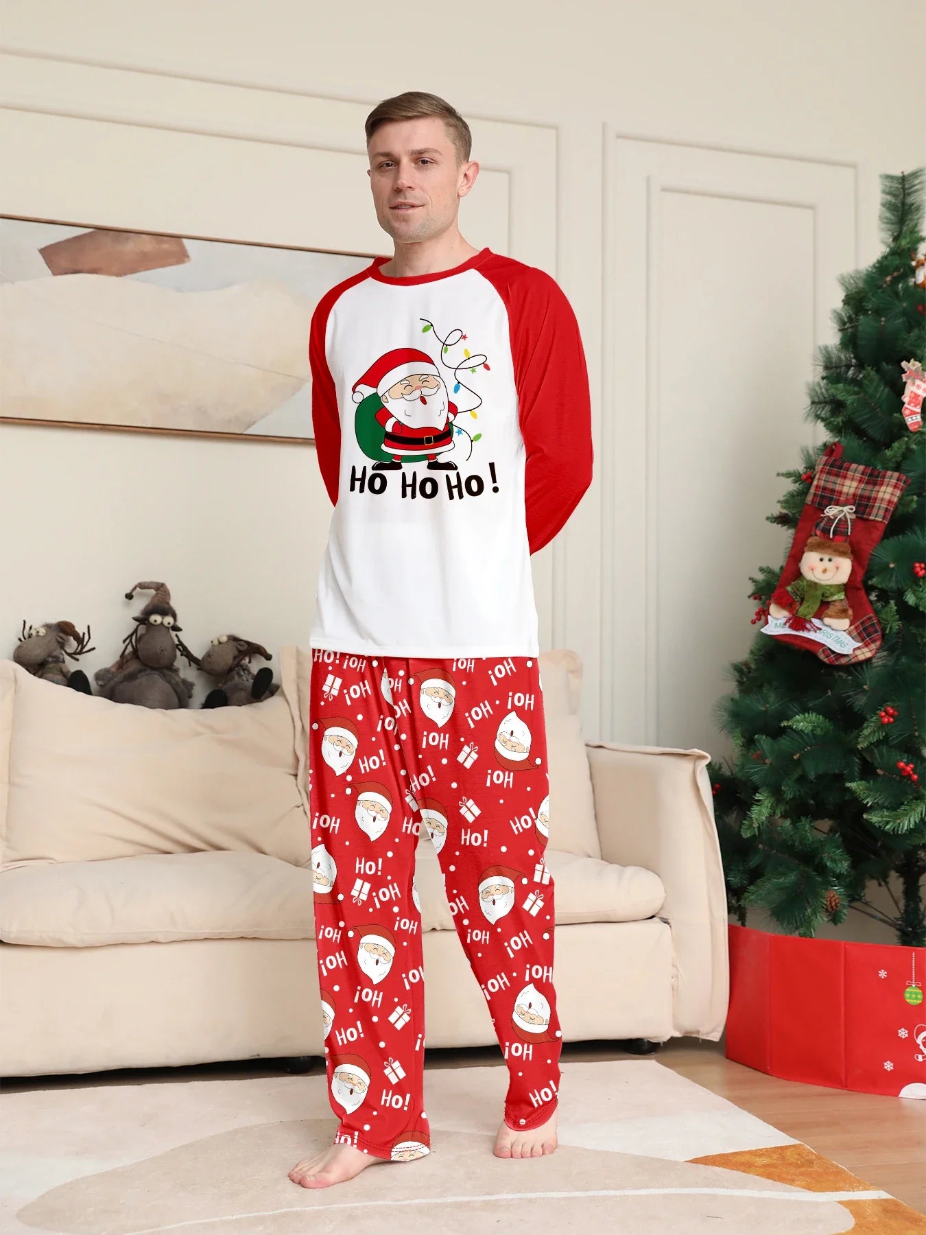 Christmas Family Pajamas - Santa Claus/Ho Ho Ho Print