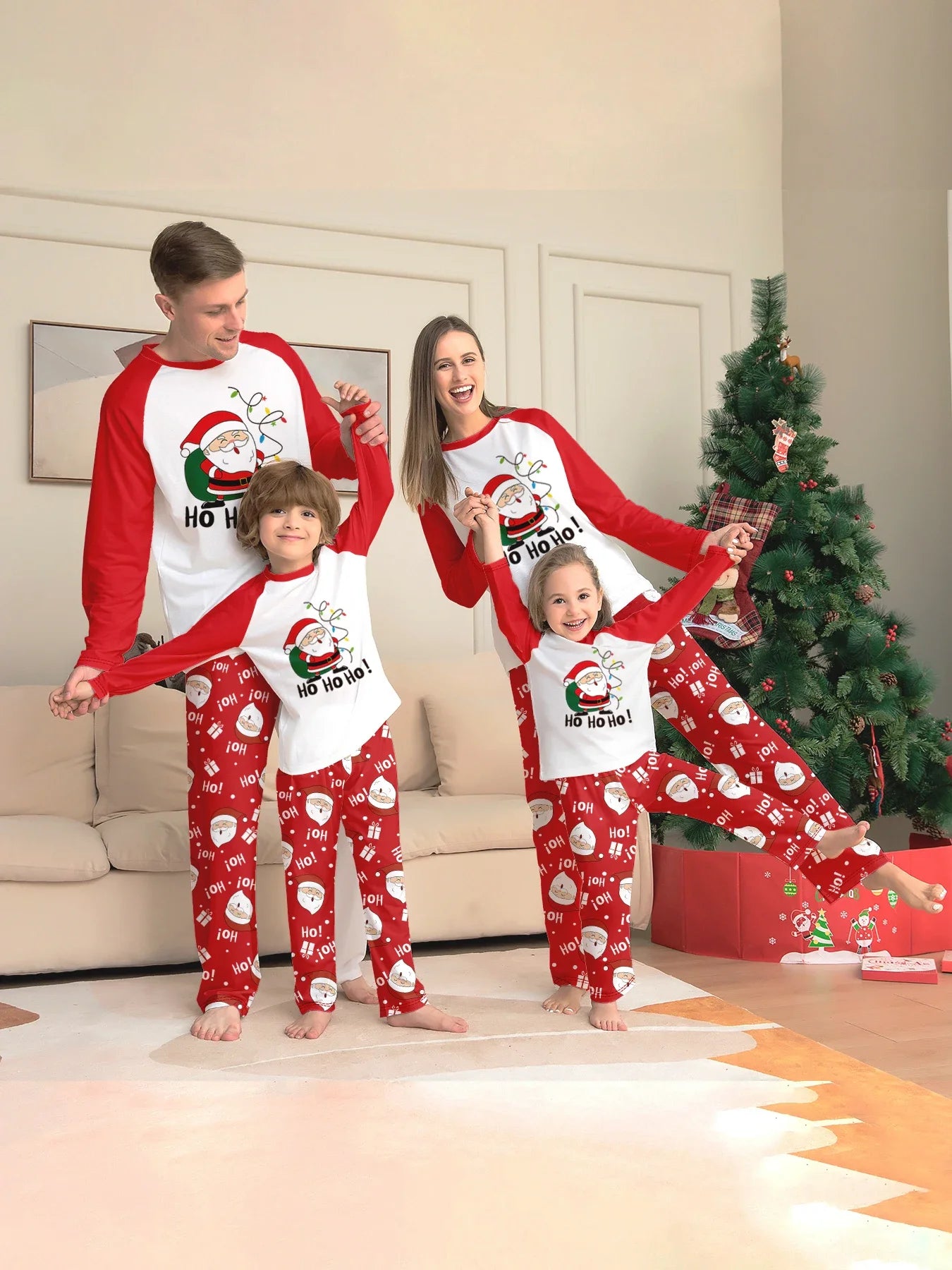 Christmas Family Pajamas - Santa Claus/Ho Ho Ho Print