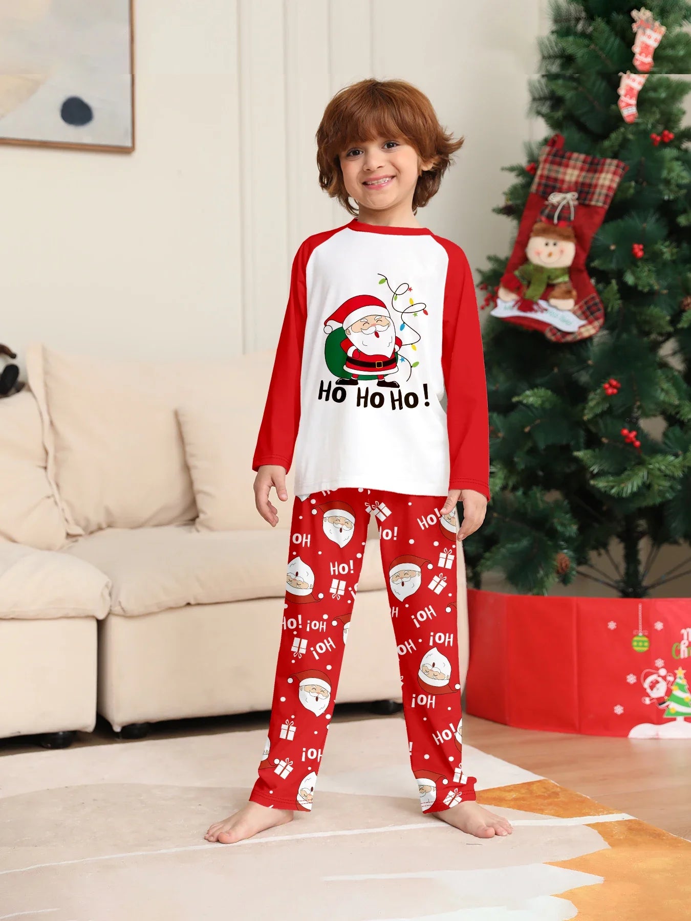 Christmas Family Pajamas - Santa Claus/Ho Ho Ho Print