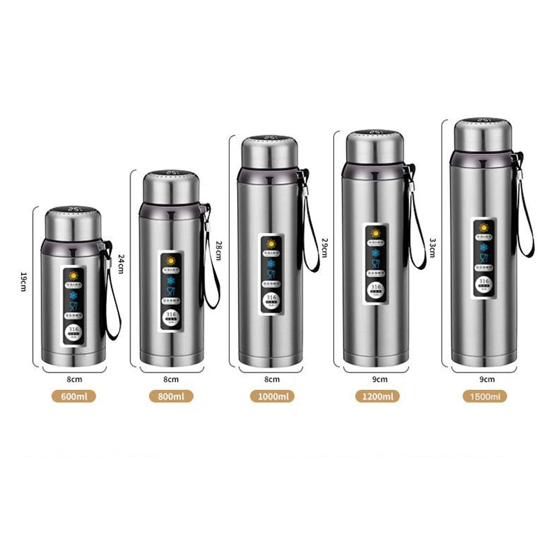 600-1500ml Stainless Steel Thermos Bottle LED Temperature