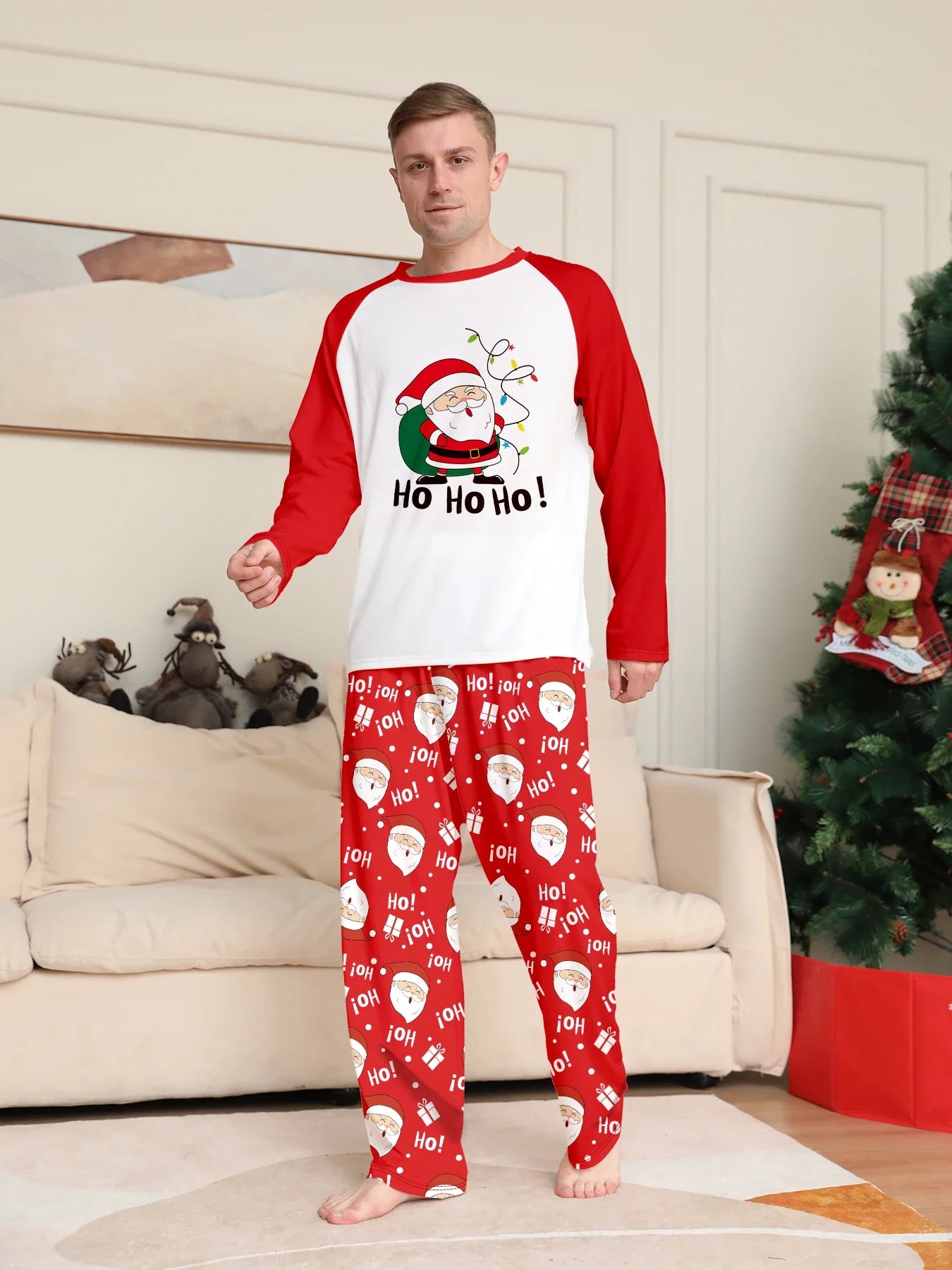 Christmas Family Pajamas - Santa Claus/Ho Ho Ho Print