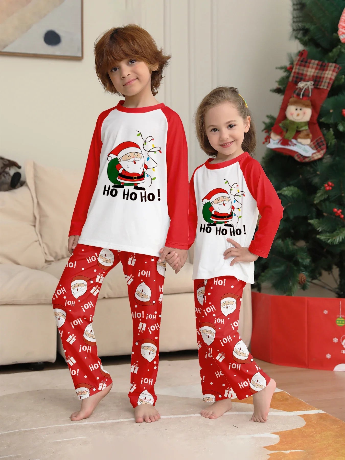 Christmas Family Pajamas - Santa Claus/Ho Ho Ho Print