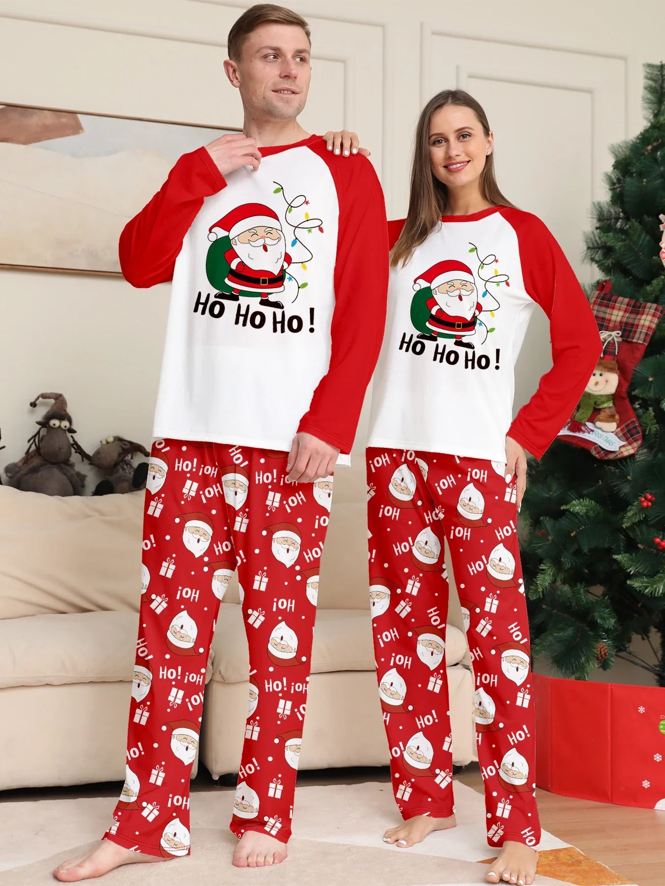 Christmas Family Pajamas - Santa Claus/Ho Ho Ho Print