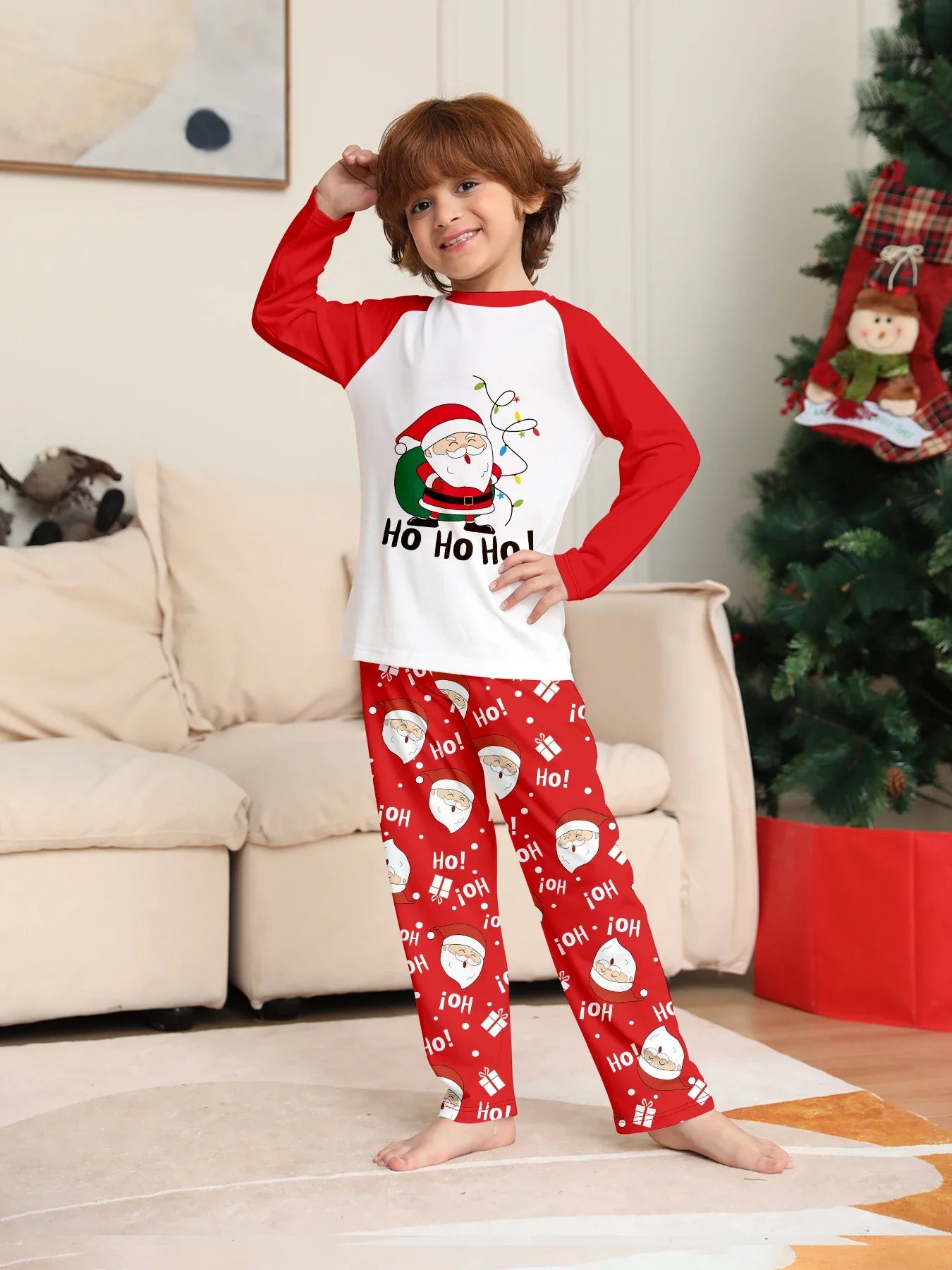 Christmas Family Pajamas - Santa Claus/Ho Ho Ho Print