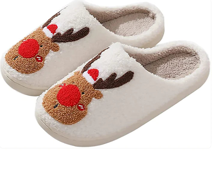 Cozy Christmas Reindeer Slippers