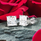 14K White Gold Square Diamond Stud Earrings