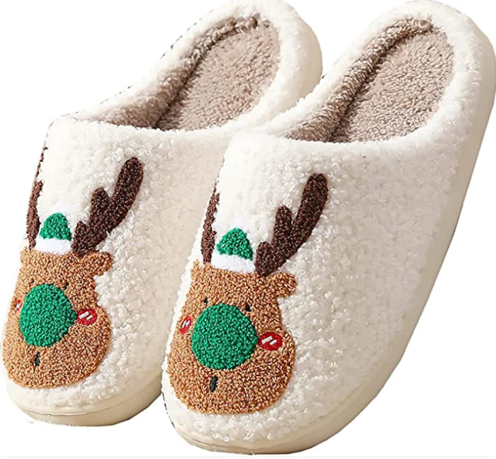 Cozy Christmas Reindeer Slippers