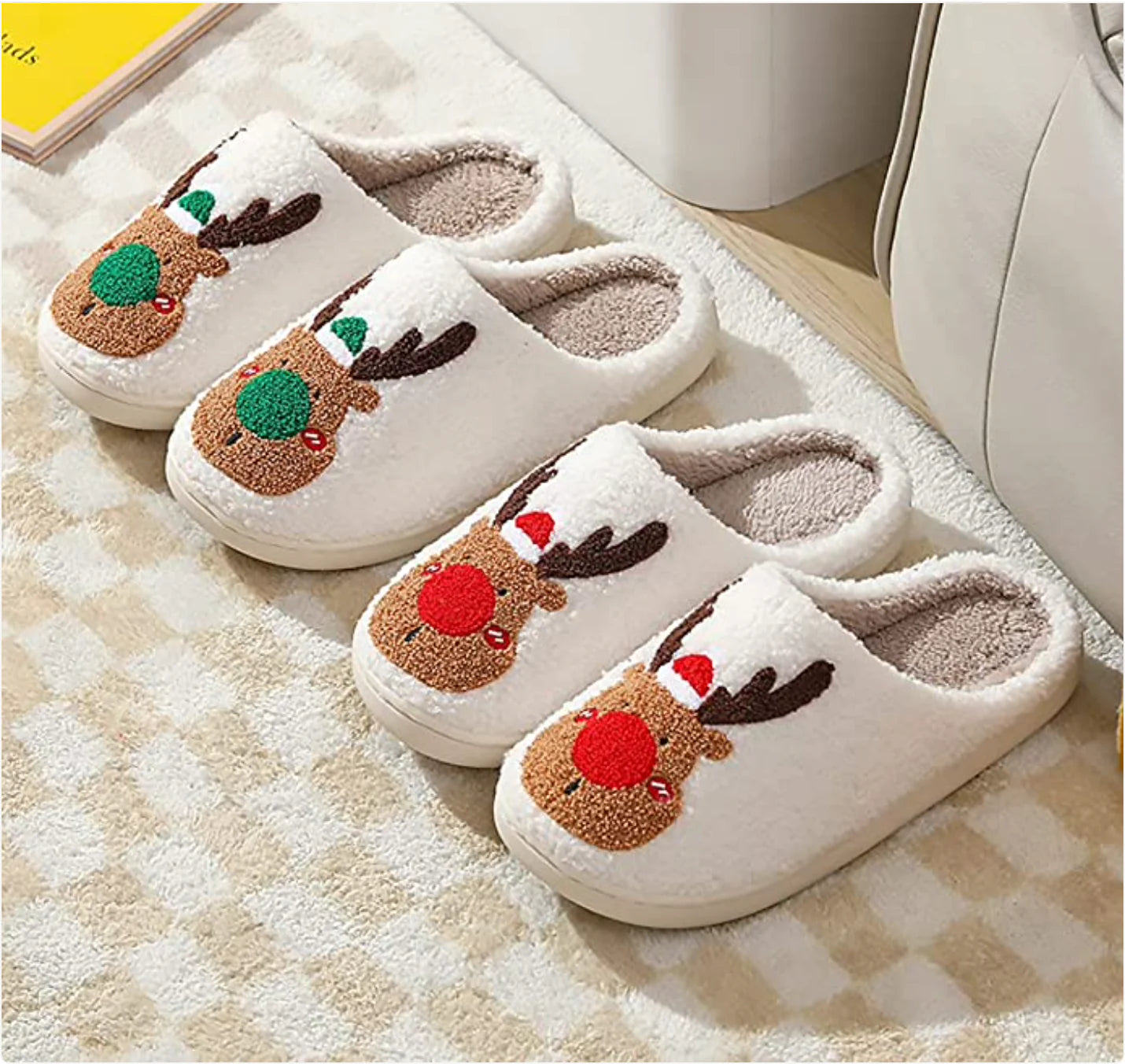 Cozy Christmas Reindeer Slippers