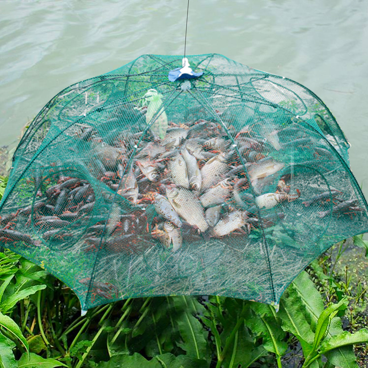 Strengthened 4-20 Holes Automatic Fishing Net Shrimp Cage Nylon Foldab ...