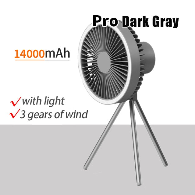 Portable Quiet Camping Fan with Stand LED Light