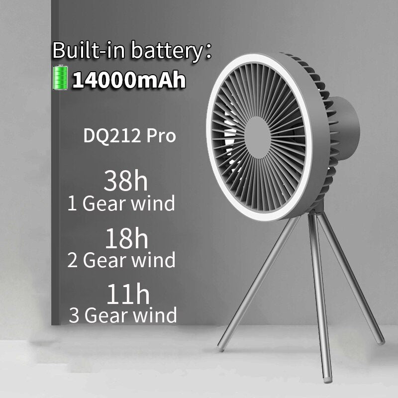 Portable Quiet Camping Fan with Stand LED Light