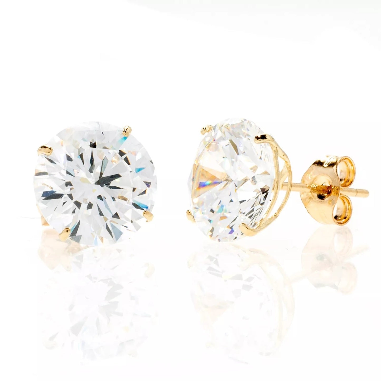 14K Gold Yellow Simulated Round Diamond Stud Earrings